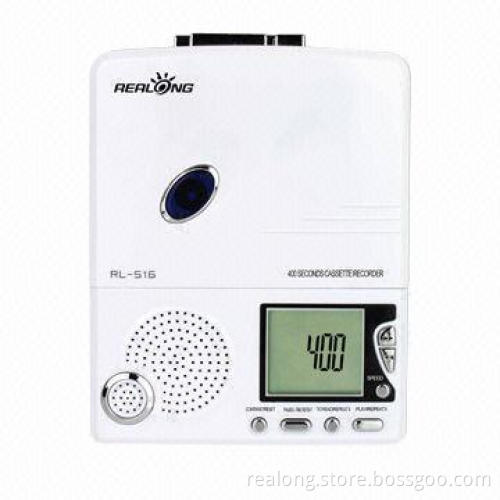 Digital 400 Seconds Memory Cassette Repeater with LCD, Recording Built-in or External Microphone